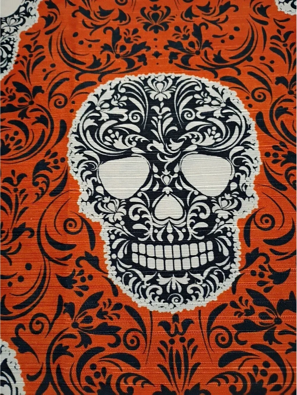 Halloween Shower Curtain Sugar Skull Betsey Johnson Backdrop Gothic Orange